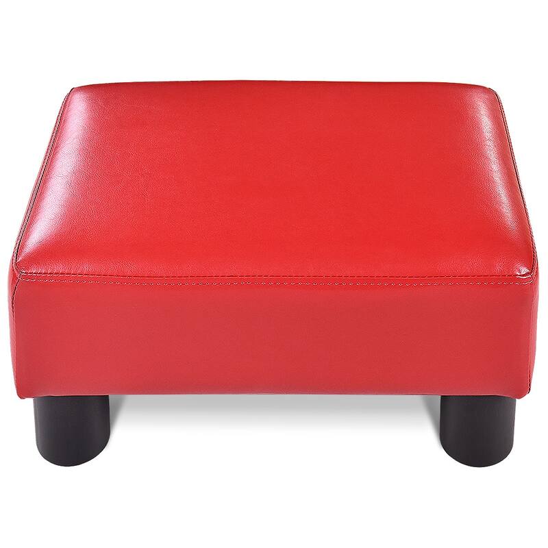 Gymax PU Leather Ottoman Rectangular Footrest Small Stool - See Details