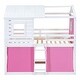 preview thumbnail 6 of 65, Wood House Bunk Bed for Kids, Playhouse Bunk Bedframe with Windows, Tent & Ladder for Girls & Boys, Noise Free