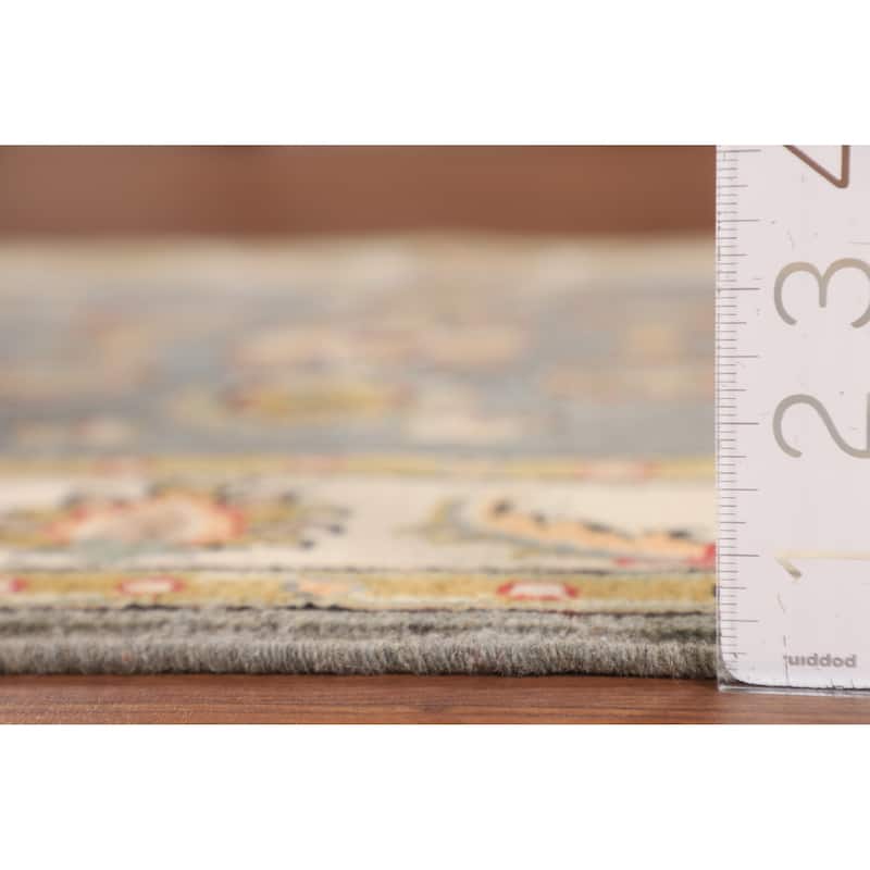 Floral Gray Oushak Accent Rug Handmade Wool Carpet - 3'2" x 4'11"