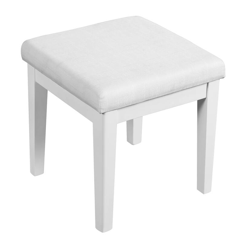 Makeup Vanity Desk with Triple Mirror, 6-Drawers and Stool