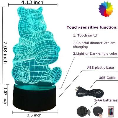 Smart Touch 3D Illusion 7-Color LED Light - Winnie the Pooh