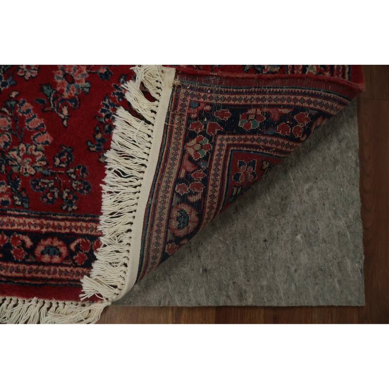 Hand Knotted Oriental 100% Wool Carpet Traditional All-Over Red Sarouk Runner Rug - 7' 6'' X 2' 8''
