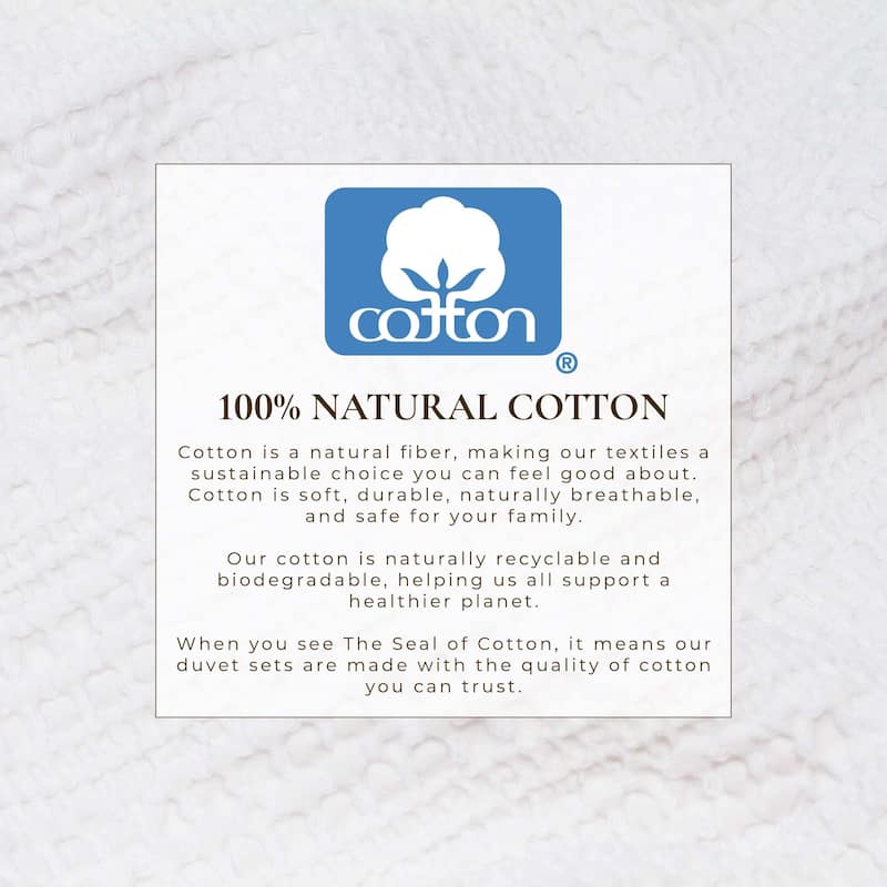 Linery & Co. 100% Cotton Reversible Honeycomb Waffle / Percale Duvet Cover Set