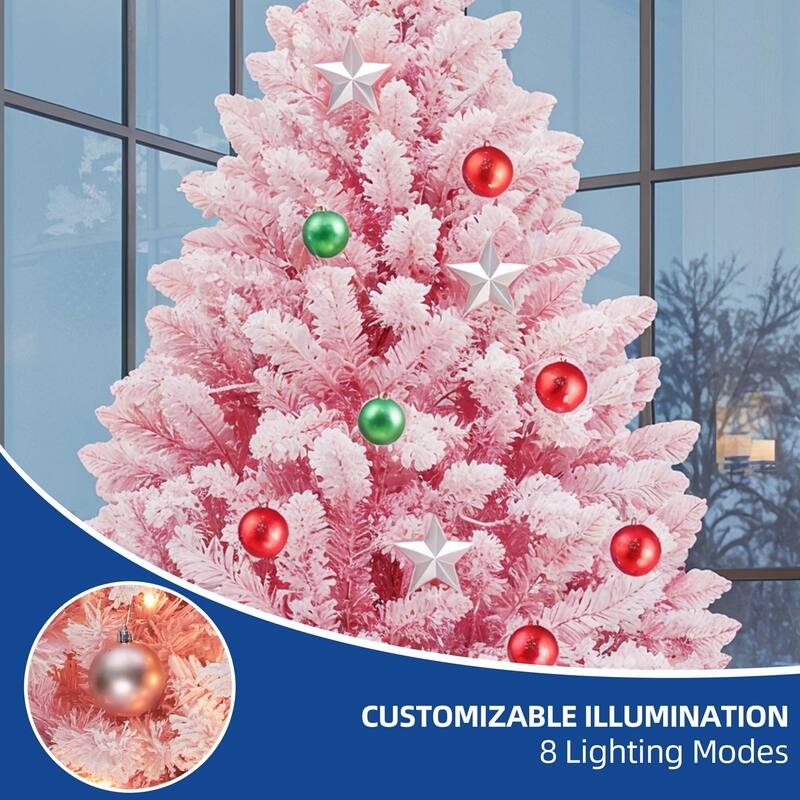 Moasis 4.5ft Prelit Pink Flocked Artificial Christmas Tree - N/A