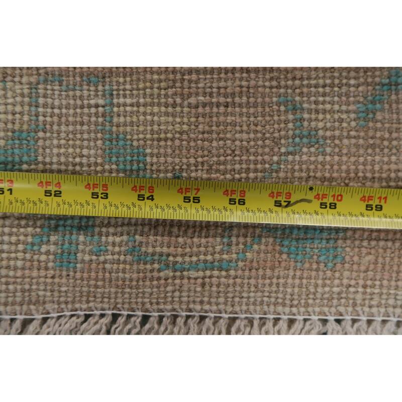 Traditional Geometric Oushak Turkish Oriental Wool Rug Handmade Carpet - 1'11" x 3'11"