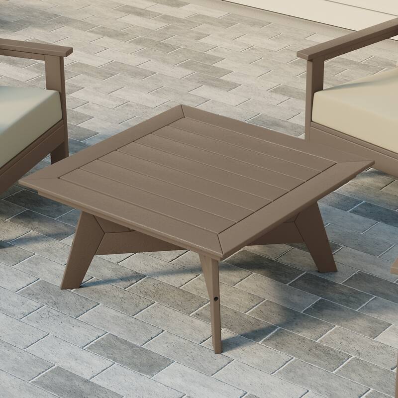 Polytrends Birchwood All Weather HDPE Outdoor Patio 37 Inch Square Conversation Table
