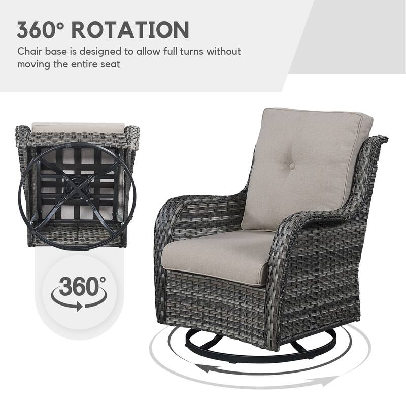 Gymojoy Patio Swivel Rocking Chair Coffee Table Set