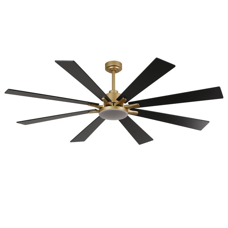 Vaczon 72" Transitional Gold Smart Large Ceiling Fan with Dimmable LED Light and Remote
