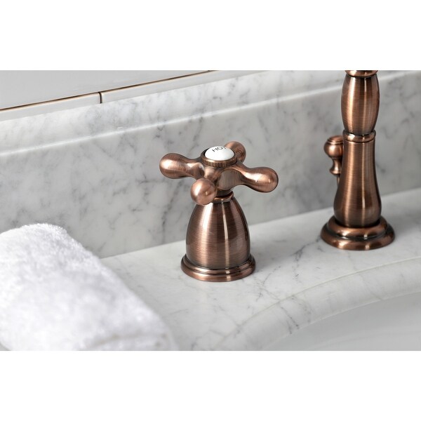 Heritage 8 in. Widespread Bathroom Faucet in Antique Copper - Bed