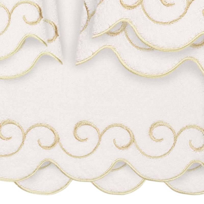 Authentic Hotel and Spa 100% Turkish Cotton SIMPLICITY Scallop Embellished Towel Collection