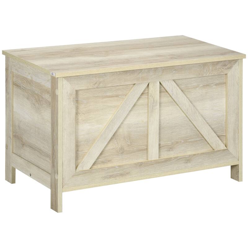 HOMCOM Farmhouse Storage Chest, Lift Top Toy Chest, Toy Box Organizer with Safety Hinge to Open Up 150°