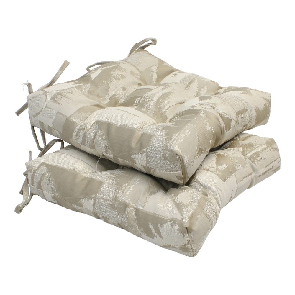 16-inch Square Back Tufted Indoor Chair Cushion (Set of 2, 4, or 6, Multiple Fabrics) - 16 x 16