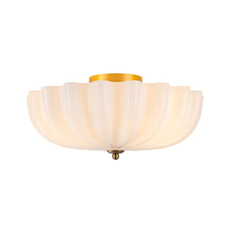 Chic Modern 3-Light Shell Scalloped Glass Semi-Flush Mount - 15 in