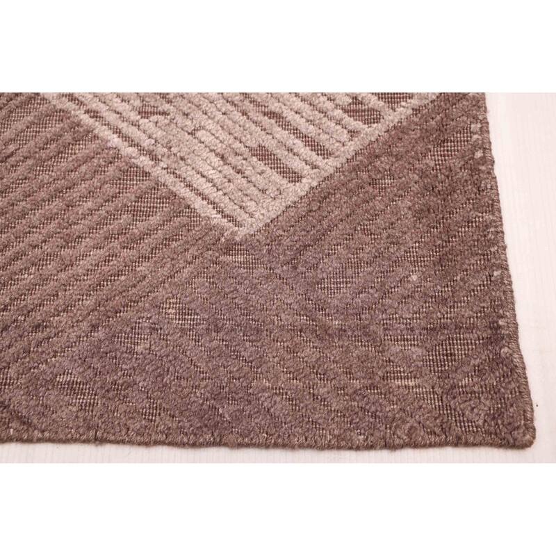ECARPETGALLERY Hand Loomed Elysian Dark Brown Viscose, Wool Rug - 6'6 x 9'10