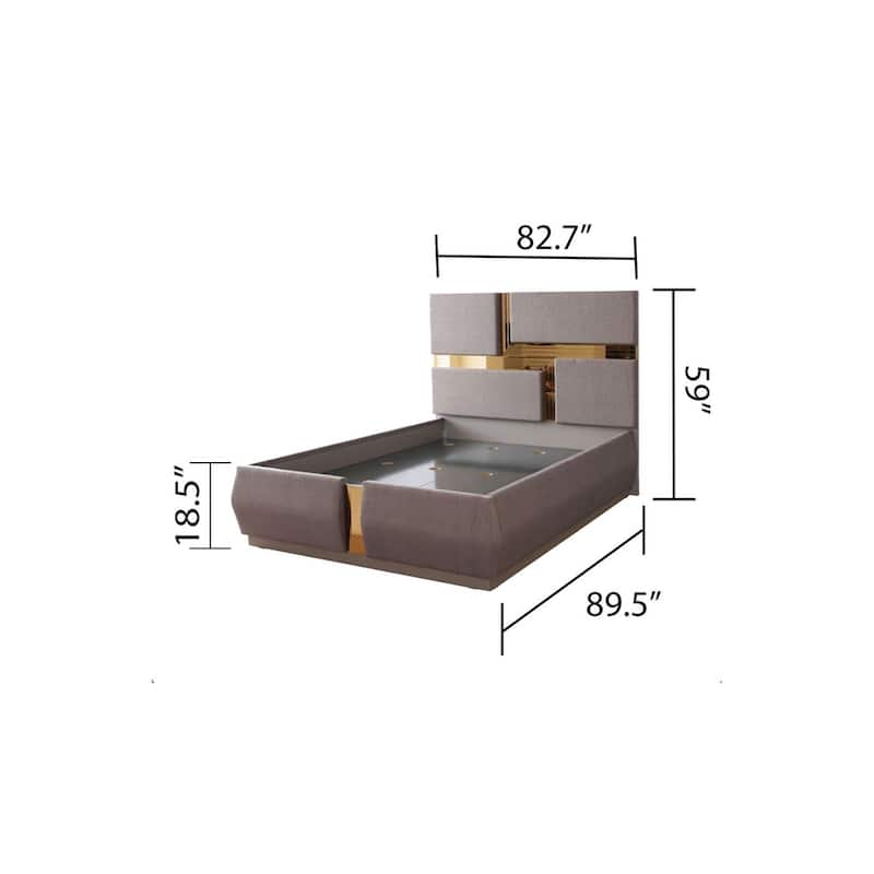 Lorenzo Modern Style Tufted Upholstery Queen/King Bed made with Wood & Mirror Accent