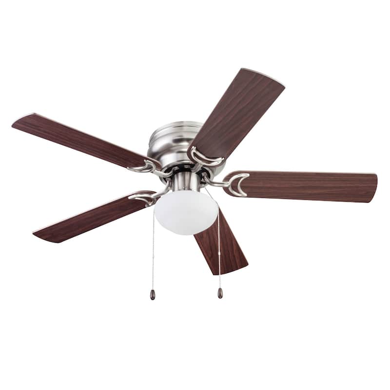 44" Prominence Home Alvina Satin Nickel Traditional Indoor LED Ceiling Fan with Light, Pull Chain