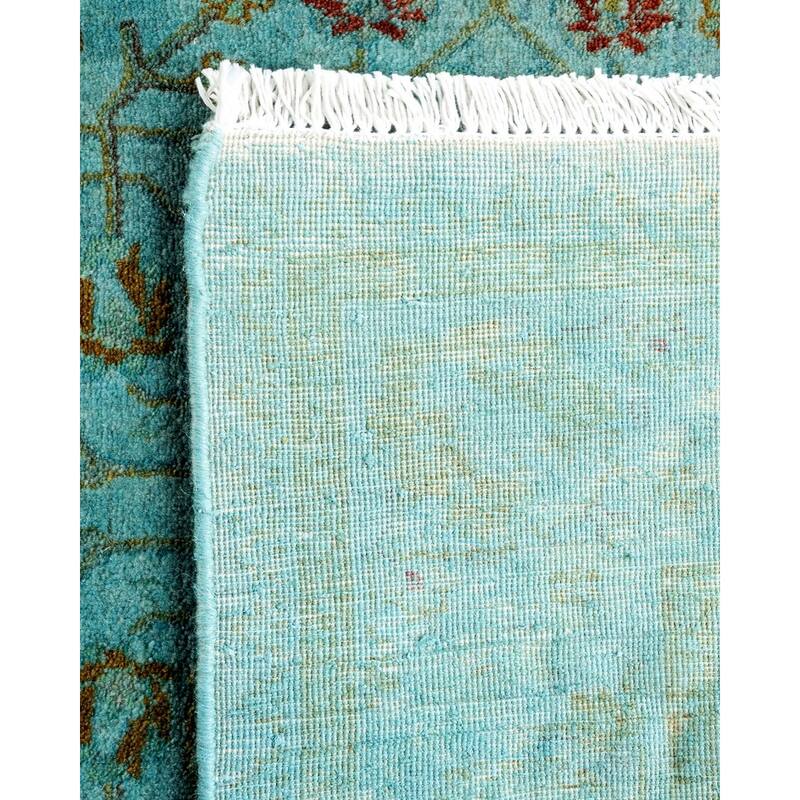 Overton Hand Knotted Wool Vintage Inspired Modern Contemporary Overdyed Blue Runner Rug - 2' 7" x 12' 3"