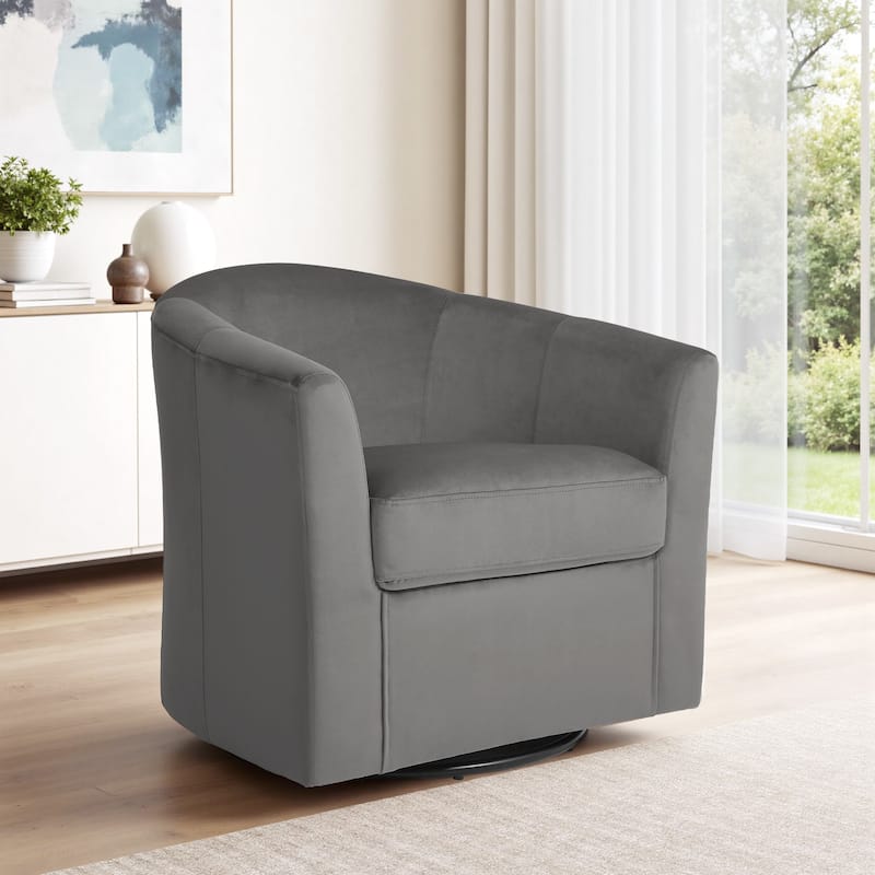 Modern Upholstered Accent Swivel Barrel Chair for Living Room - Grey