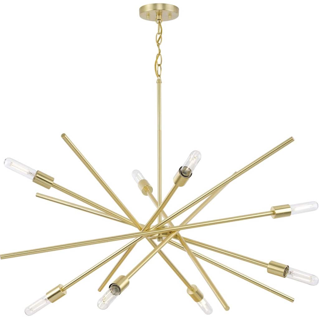 Astra Collection 8-Light 42 in. Satin Brass Modern Chandelier - Medium