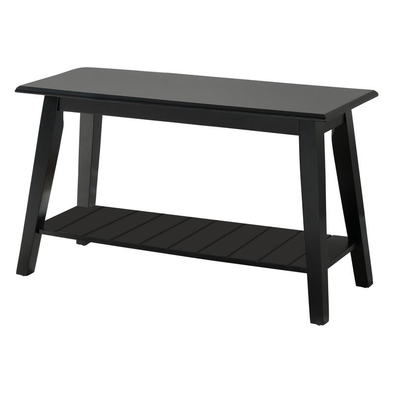 Wood Bench with Storage Shelf, Black