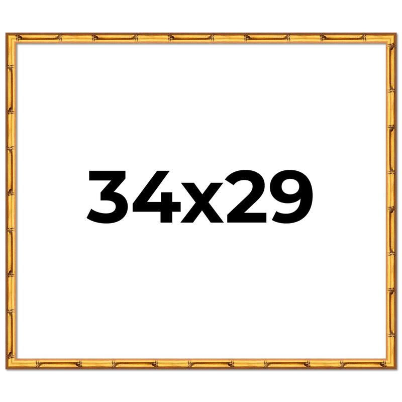 34x29 Frame Gold Bamboo Picture Frame Modern Photo Frame Includes UV Acrylic Shatter Guard Front Acid Free Foam Backing Board