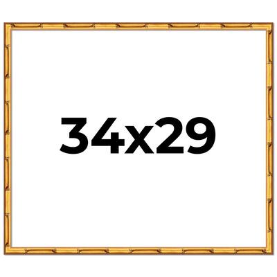 34x29 Frame Gold Bamboo Picture Frame Modern Photo Frame Includes UV Acrylic Shatter Guard Front Acid Free Foam Backing Board
