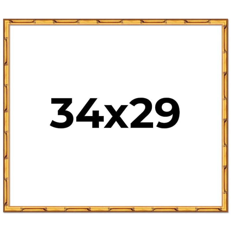 34x29 Frame Gold Bamboo Solid Wood Picture Frame | 1 Inch Moulding