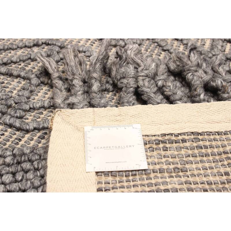 ECARPETGALLERY Braid weave Sienna Dark Grey Wool Rug - 5'3 x 7'3