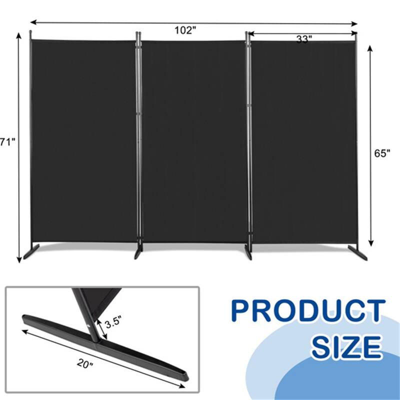Trifold Plastic Foot Carbon Steel Frame Foldable Screen