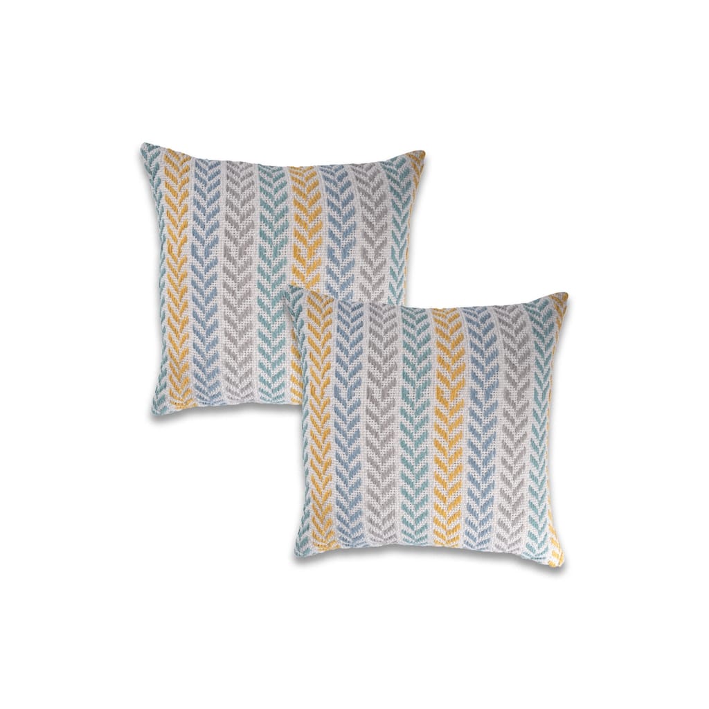 Sevita Yellow/Green Chevron Natural Cotton Square 18"x18" Throw Pillow, Set of 2 or 4