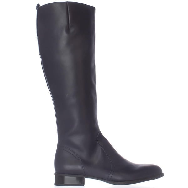 navy leather knee boots