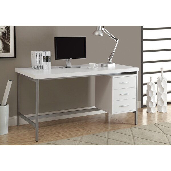 Monarch 7046 White Silver Metal 60nch Computer Desk. Opens flyout.