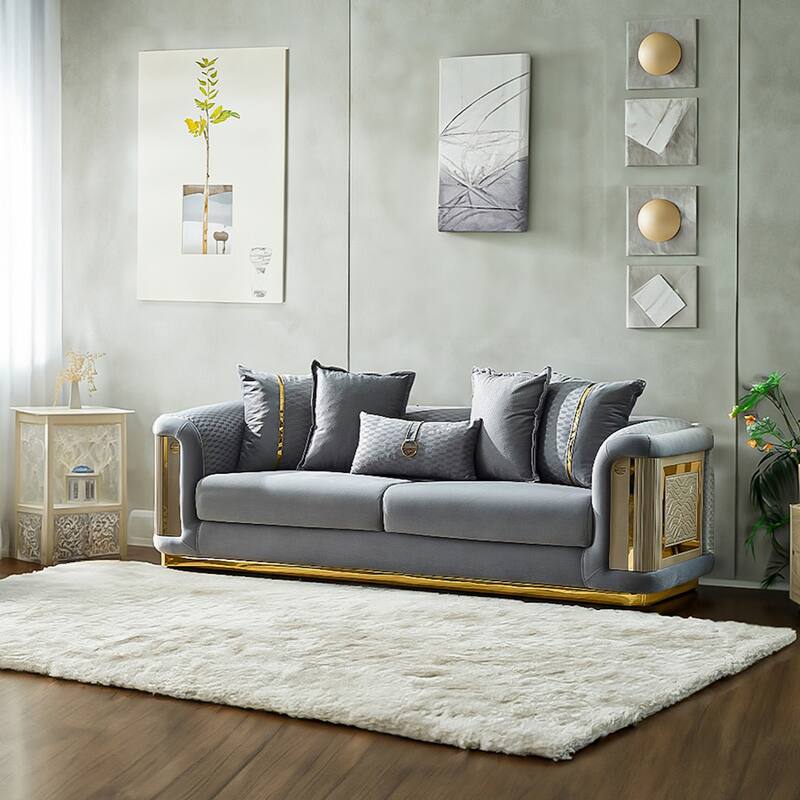 Evelance Modern Upholstered 93'' Velvet Pillow Back