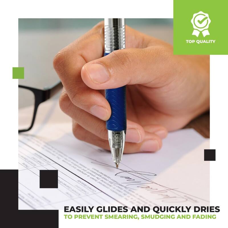 Paper Junkie 200 Pack Blue Retractable Ballpoint Pens, Comfort Grip, Smooth Writing for School and Office