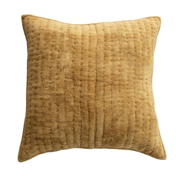 Square Mustard Quilted Cotton Chenille Pillow 33743766