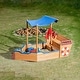 preview thumbnail 8 of 6, Sandbox with Cover,Wood Ship Sandbox with Rudder,Storage Bench and Seat