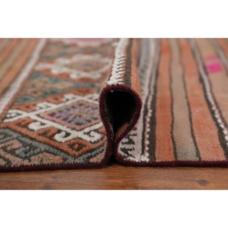 Hand Woven Oriental 100% Wool Carpet Southwestern Tribal Multi-Colored Kilim Area Rug - 6' 10'' X 5' 0''