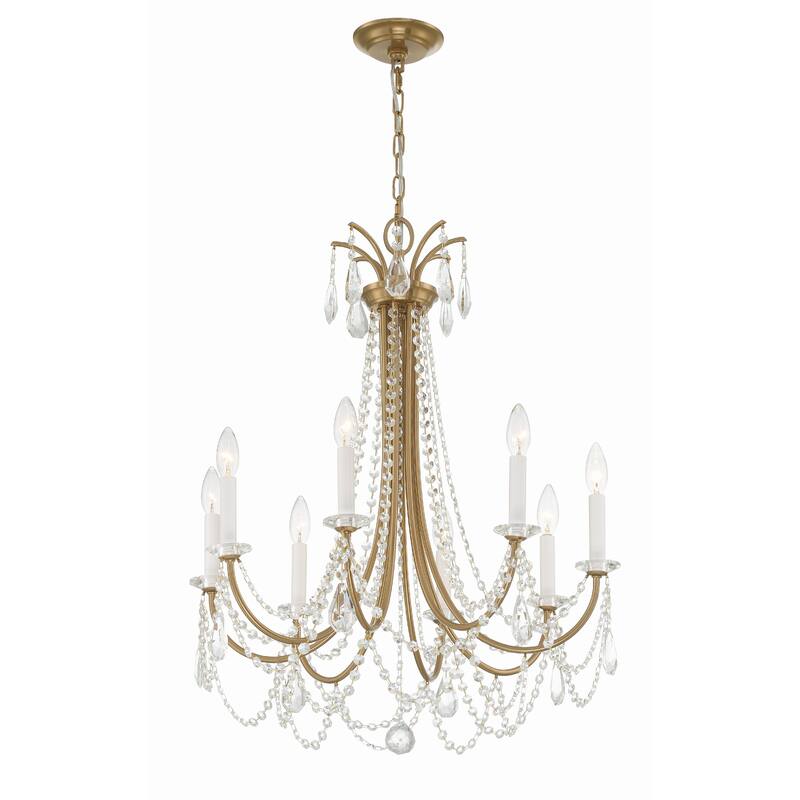 Karrington 8 Light Aged Brass Chandelier - 26"W x 31"H