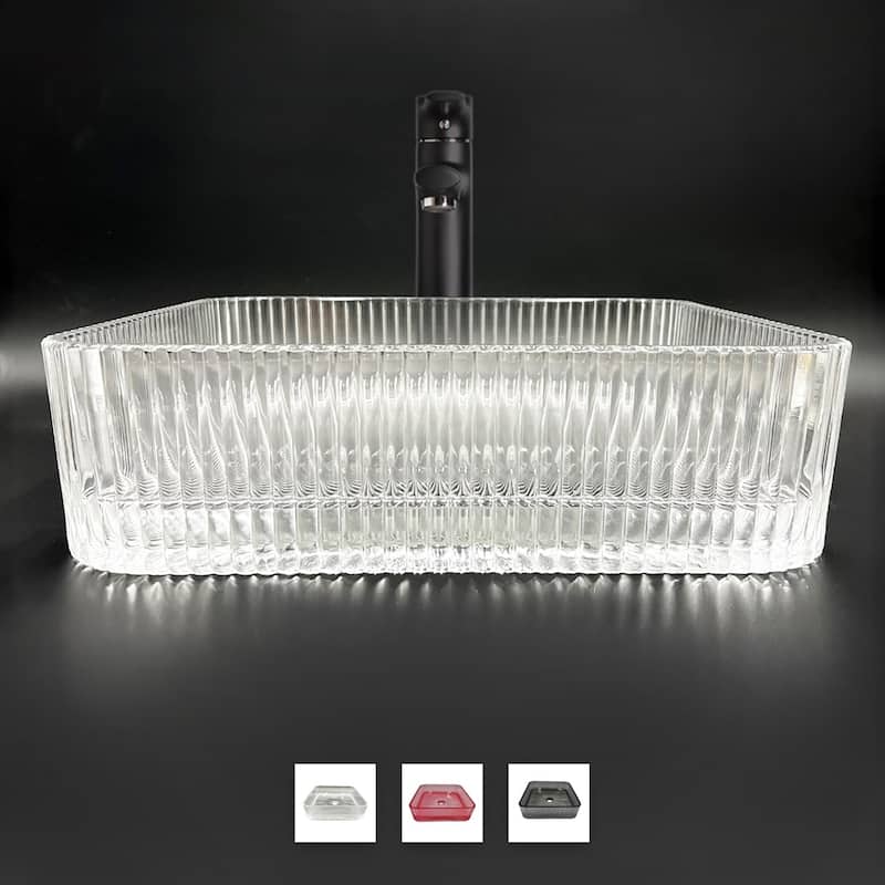 Plaza Tempered Glass Square Vessel Bathroom Sink - 15"