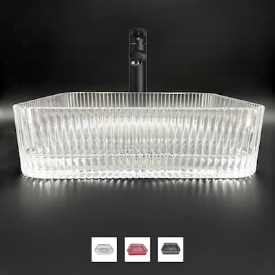 Plaza Tempered Glass Square Vessel Bathroom Sink - 15"