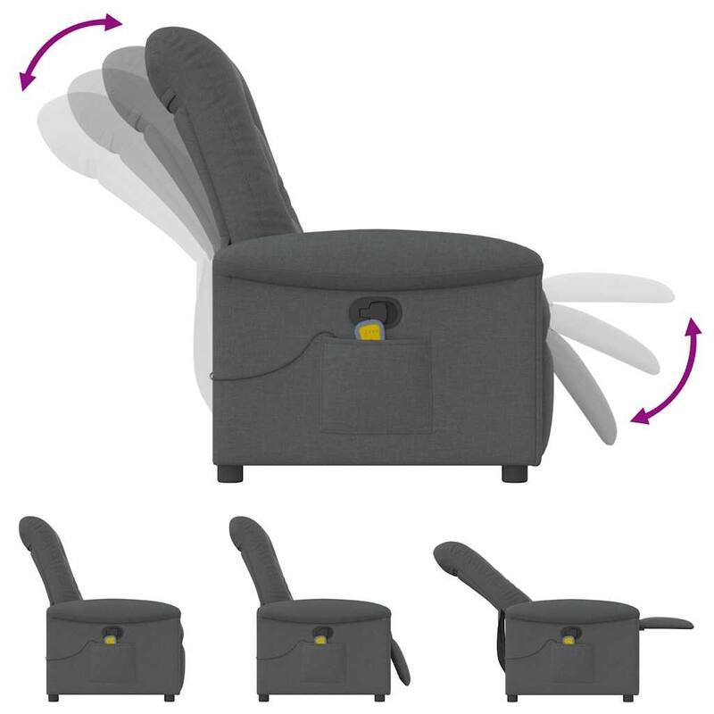 vidaXL Massage Recliner Chair Dark Grey Fabric