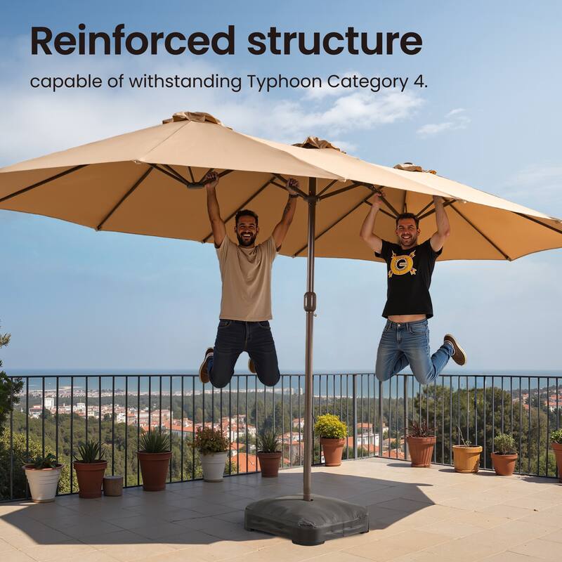 ​OVIOS 15ft Double Side Patio Umbrella Extra Large with Crank