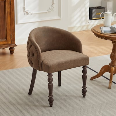 Mid-Century Modern PU Accent Chair with Solid Wood Legs, Set of 1