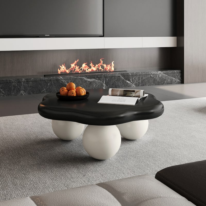 35" Cloud Shaped Modern Minimalist Coffee Table with Spherical Legs