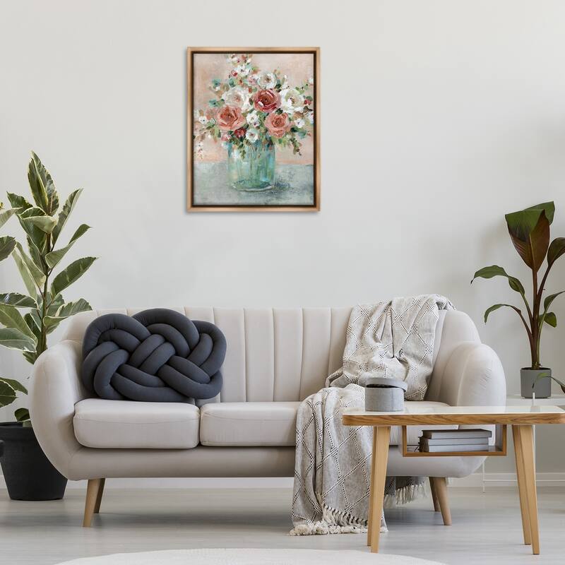 Stupell Red & White Roses Framed Floater Canvas Wall Art Design By Carol Robinson