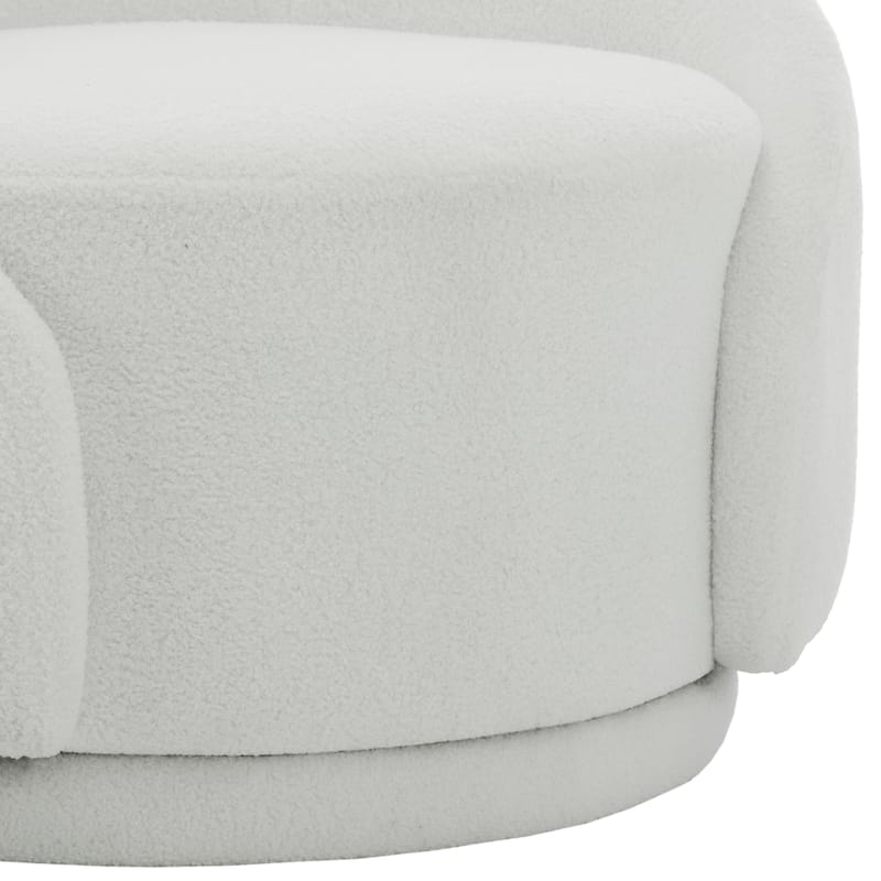 Boucle Barrel Chair Upholstered 360°Swivel Armchair
