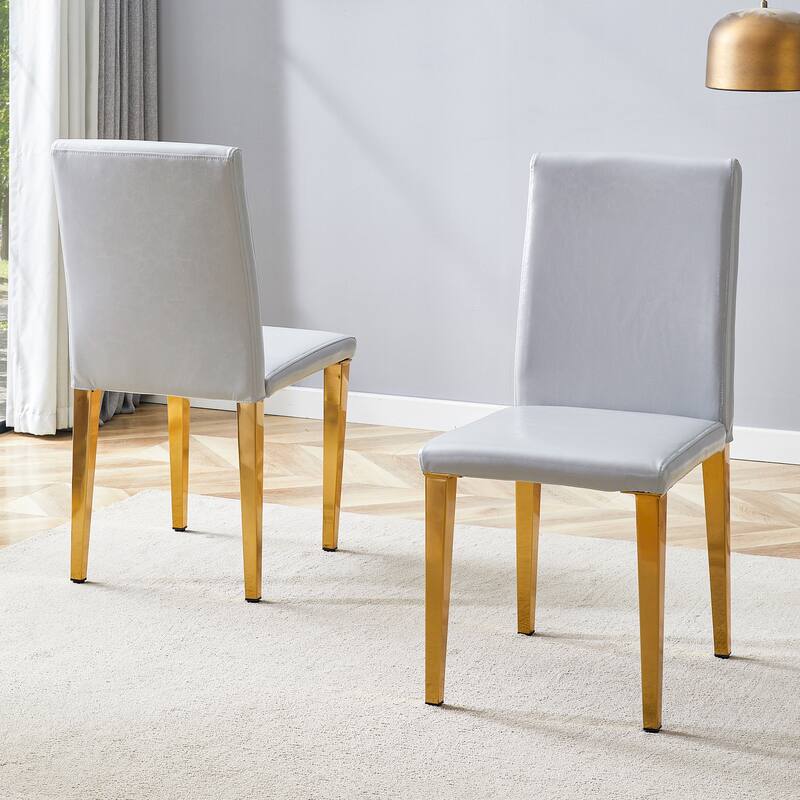 2 Light Gray PU dining chairs, simple and versatile, comfortable and accompanied. Exquisite and versatile dining chairs