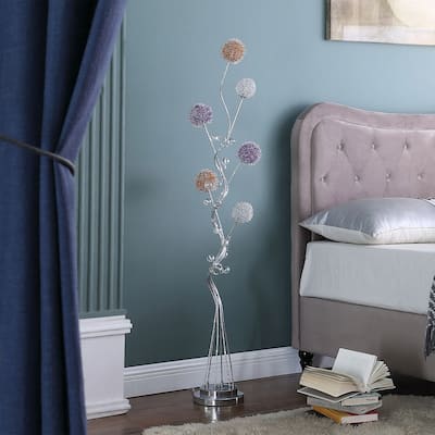 58.5" In 6 Aluminum Led Zeus Metal Floor Lamp - Silver