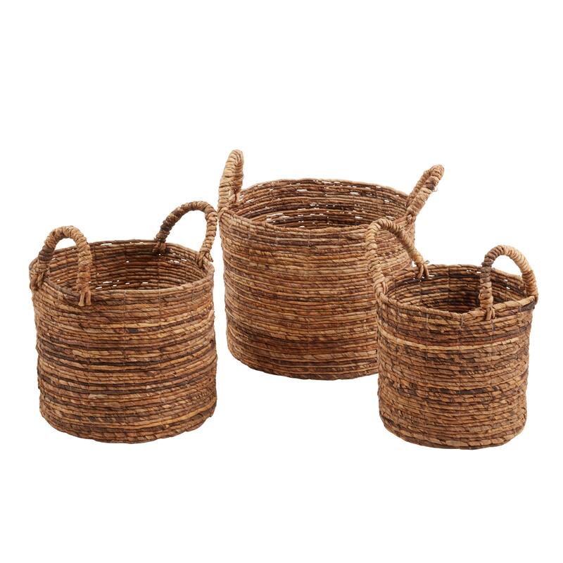 Rustic Abaca Woven Basket (Set of 3) - Natural