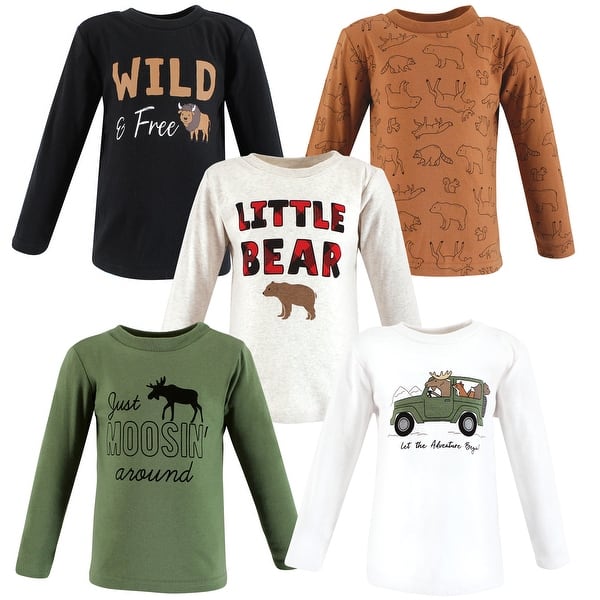 slide 1 of 1, Hudson Baby Toddler Boy Long Sleeve T-Shirts, Animal Adventure 2T - Animal Adventure